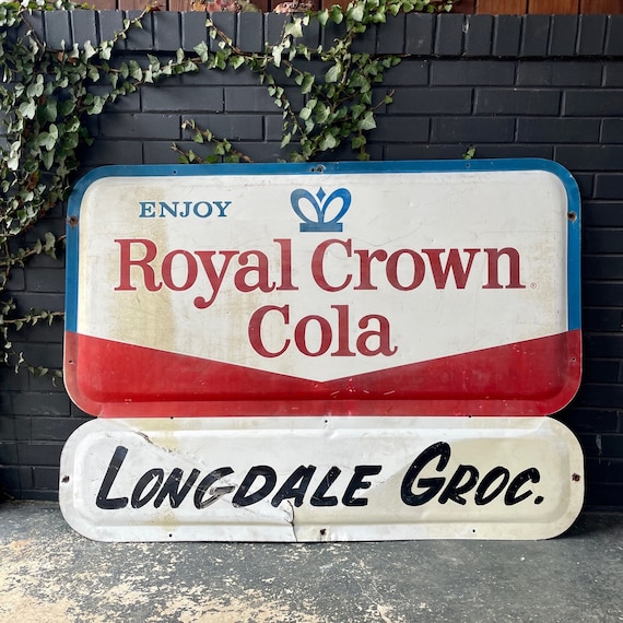Giant 1950s Royal Crown Cola Grocery Store NOT Porcelain Sign