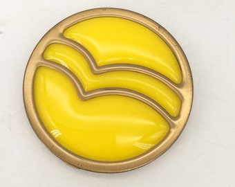 Puffy Yellow Vintage Compact Mirror