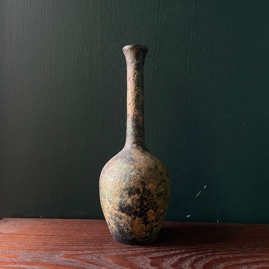 1950s Japanese Cast Iron Vase Vintage Midcentury Modern Brutalist