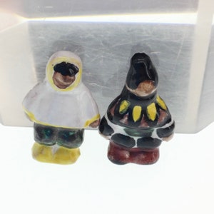Eskimo earrings vintage clip on pair ceramic image 2