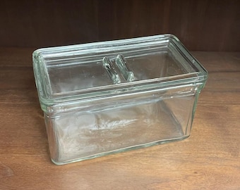 Wheaton Scientific Heavy Lidde Clear Glass Staining Dish like Battery Jar Vintage 1960s Mid-Century