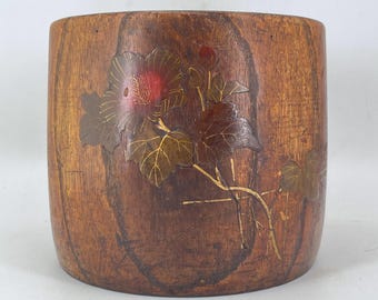 Antique Japanese Wooden Hibachi Japan Wabi Sabi Charcoal Bowl