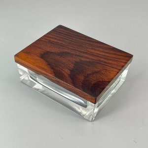 Jaren '30 Palissander + Geslepen Glazen Dekseldoos Vintage Mid-Century Modernistisch Art Deco Tijdperk Design