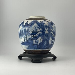 Antique 18th Century Chinese Asian Qing Dynasty Porcelain Blue White Ginger Jar Tongzhi Era Vintage Chinoiserie image 4