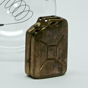 Brass Gas Can Cologne Bottle Mid-Century Scale Model WW2 Trinket Vintage High Art Sculpture