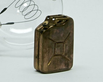 Brass Gas Can Cologne Bottle Mid-Century Scale Model WW2 Trinket Vintage High Art Sculpture