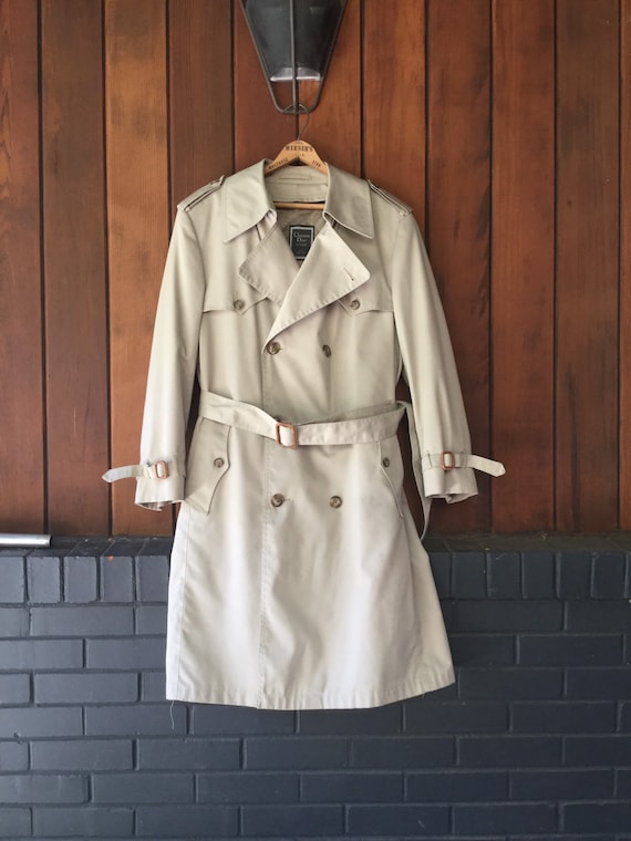 Vintage Christian Dior Trench Coat Jacket Tan - image 1