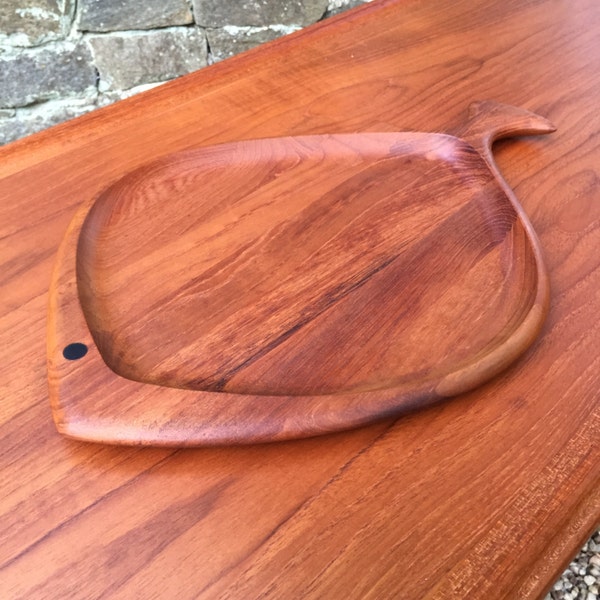 Rare Digsmed Teakwood Fish Platter Cutting Board Mid-Century Teak Danish