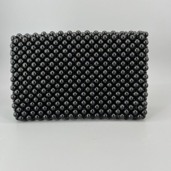 1950s Walborg Clutch Black Wood Beaded - image 9