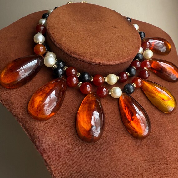 Vintage Bakelite Necklace Iced Tea - image 1