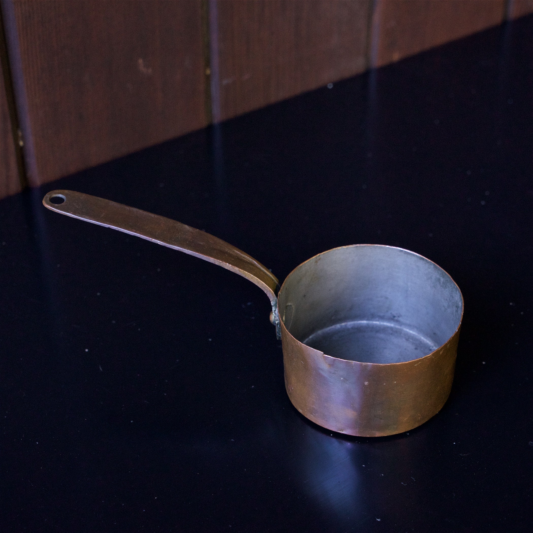 18th Century Copper Sauce Pot Small Butter Melt Vintage Hammered Copper Dovetail