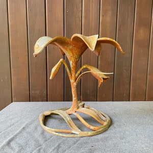 Vintage 1960s Cast Aluminum Flower Sculpture Mid-Century Modern Salvage image 3