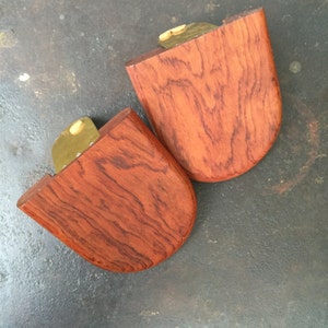 Rosewood Bookends Mid-Century Brass Modernist image 4