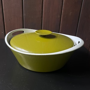 vintage années 1970 Michael Lax Copco Green Casserole Pan Pot Lidded Dish Danois Scandinave Mid-Century Kitchen image 1
