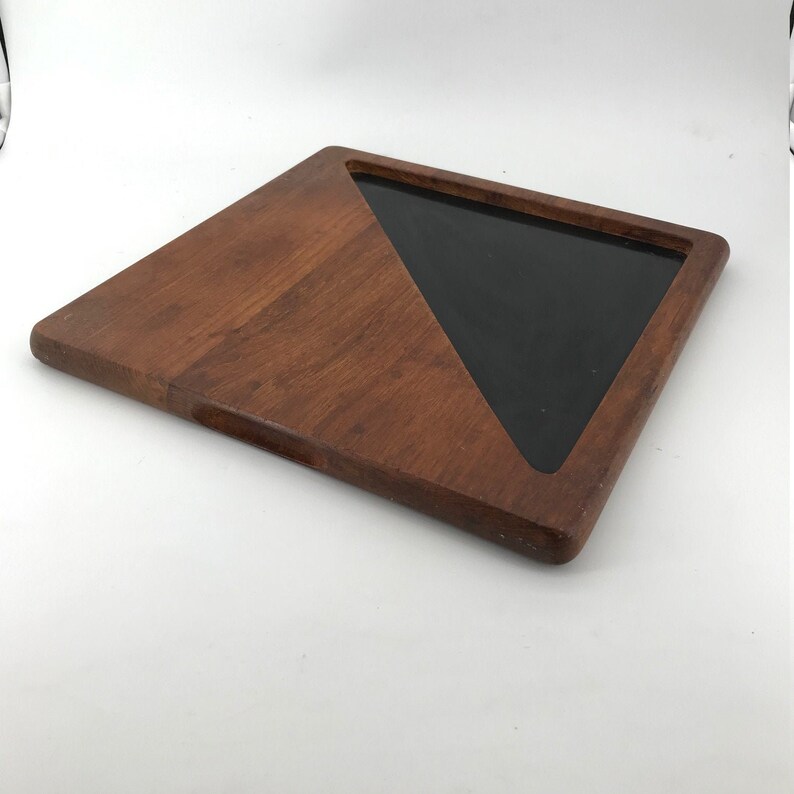 Georges Briard Cutting Board Teak Black Triangle Geometric Vintage Mid-Century Modern 1960s image 2