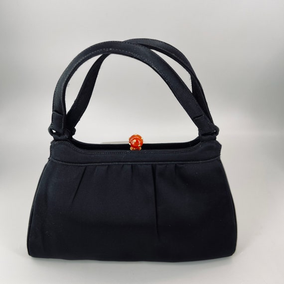 1950’s Lester Bags Bakelite & Black Satin Handbag… - image 1