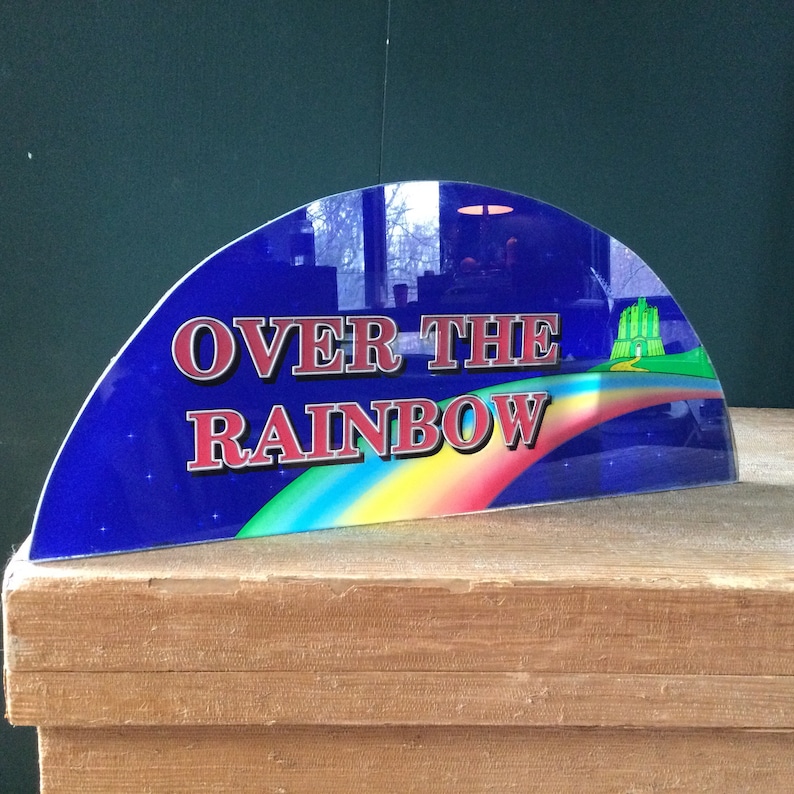 Over the Rainbow Glass Arcade Bar Art Slots Sign Casino 1 Arm Bandit Topper Slot Machine Panel Vintage Gambling Artwork Design image 2