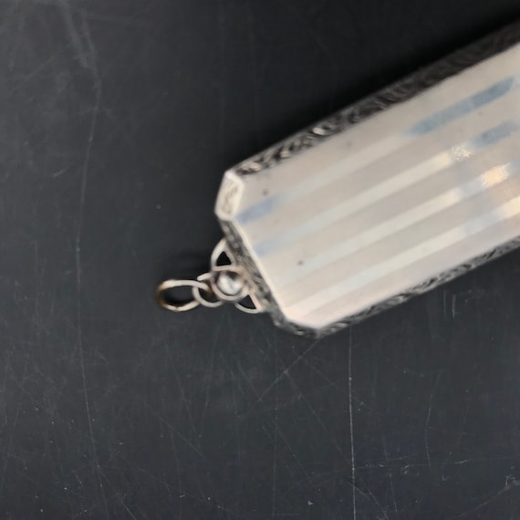 Antique Locket HELLO unique Sterling Rectangle Victorian Edwardian Necklace Charm Photograph Keepsake View 5