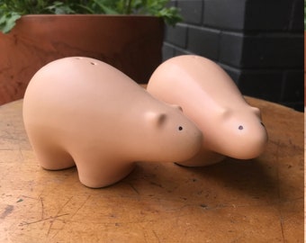 Vintage 1960s par de cerámica osos polares esculturafiguras mid-century abstract Shakers