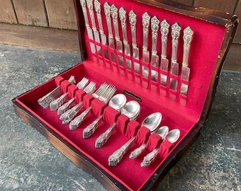 72 Vintage Antique Victorian Ornate Tiger Lily Festivity Reed & Barton Silver Plated Flatware (No Box) Monogramed
