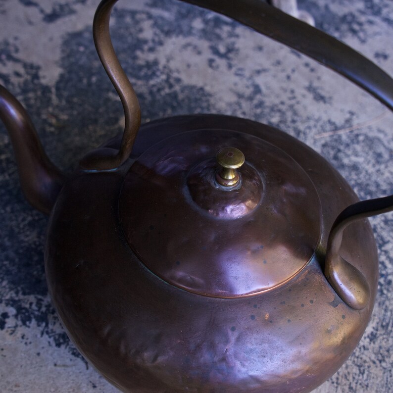 Large Antique 19th Century Copper Kettle Teapot Tea Coffee Western Old West Saloon Tavern Pot Victorian image 5