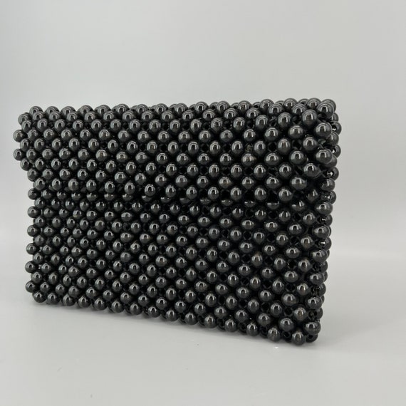 1950s Walborg Clutch Black Wood Beaded - image 3