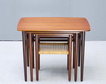 1960s Danish Teak Nesting Side Tables Johannes Andersen Silkeborg  Vintage Mid-Century
