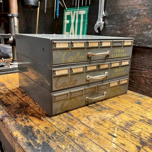 Vintage CODO Ink Ribbon Metal Chest of Drawers Industrial Garage Shop Storage Desktop Tabletop Cabinet image 1