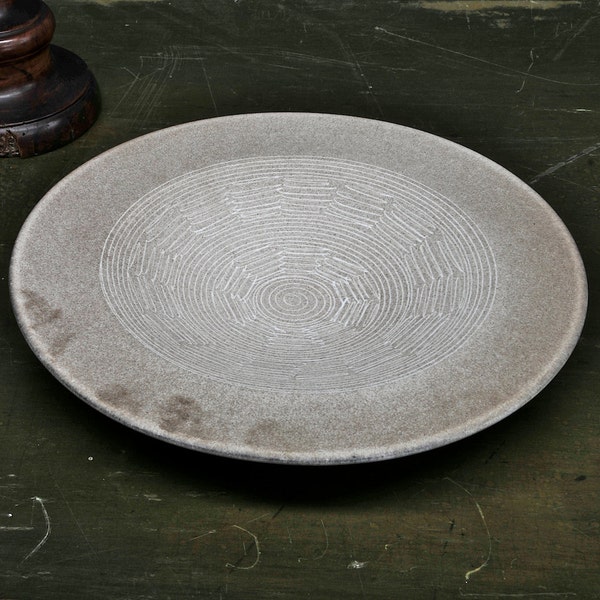 Design Technics Dish Shallow Bowl Sgraffito Mid-Century Pottery