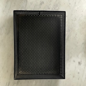 Vintage 1980s Perforated Black Metal Desk Desktop Tray Paper Notes Organizer Mid-Century Post-Modern image 6