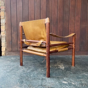 1960s Arne Norell Sirocco Safari Lounge Chair Leather Sling Rosewood Vintage Danish Mid-Century Modern image 2