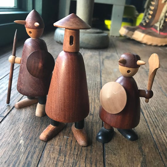 1950s Jacob Jensen Teak Vikings Figures Toys Illum Bolighus