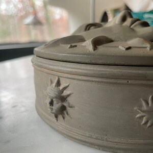 Vintage Sun Face Terracotta Lidded Bowl Dish Jewelry Box image 6