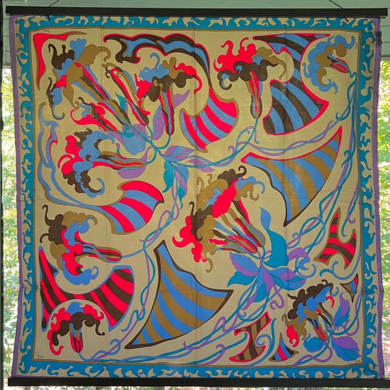 Psychedelic Emilio Pucci Silk Scarf 35” Foulard V… - image 1