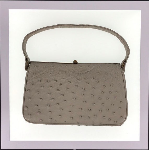 Vintage Grey Ostrich Purse - image 1