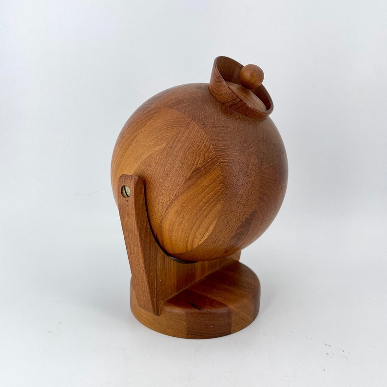 1950s Danish Teak Staved Nut Bowl Wall Mount Rare Vintage Mid-Century Denmark Design 画像 4