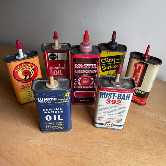 50s, 60s Vintage Mid 20th Century Oil Tin Cans Gas Stations