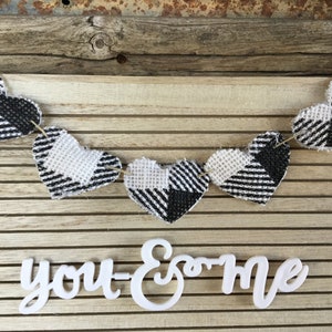 Buffalo Plaid Christmas Heart Mini Garland, Christmas Garland, Christmas Heart Garland, Black and White Mini Banner, Letterboard Christmas G