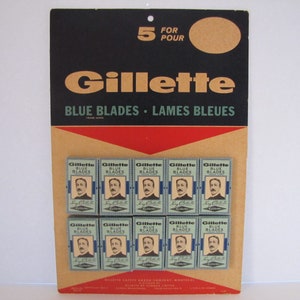 Carte d'affichage Gillette vintage (Canada) 1960