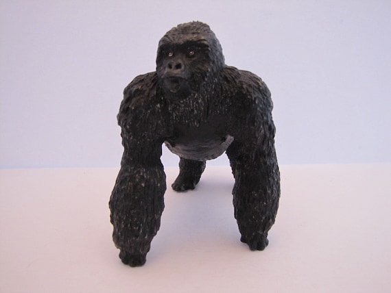 Vintage Realistic Hard Solid Rubber Gorilla Figure From