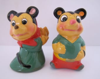 Vintage Pair Of "Giraffe" Mice Pencil Sharpeners (China) 1970