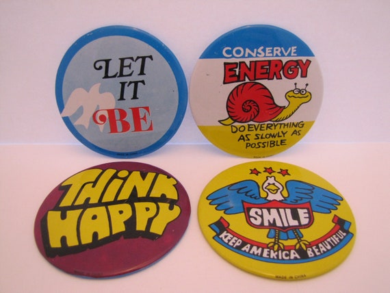 Vintage Tin Lot Of 4 Whimsical Novelty Pinback Bu… - image 9
