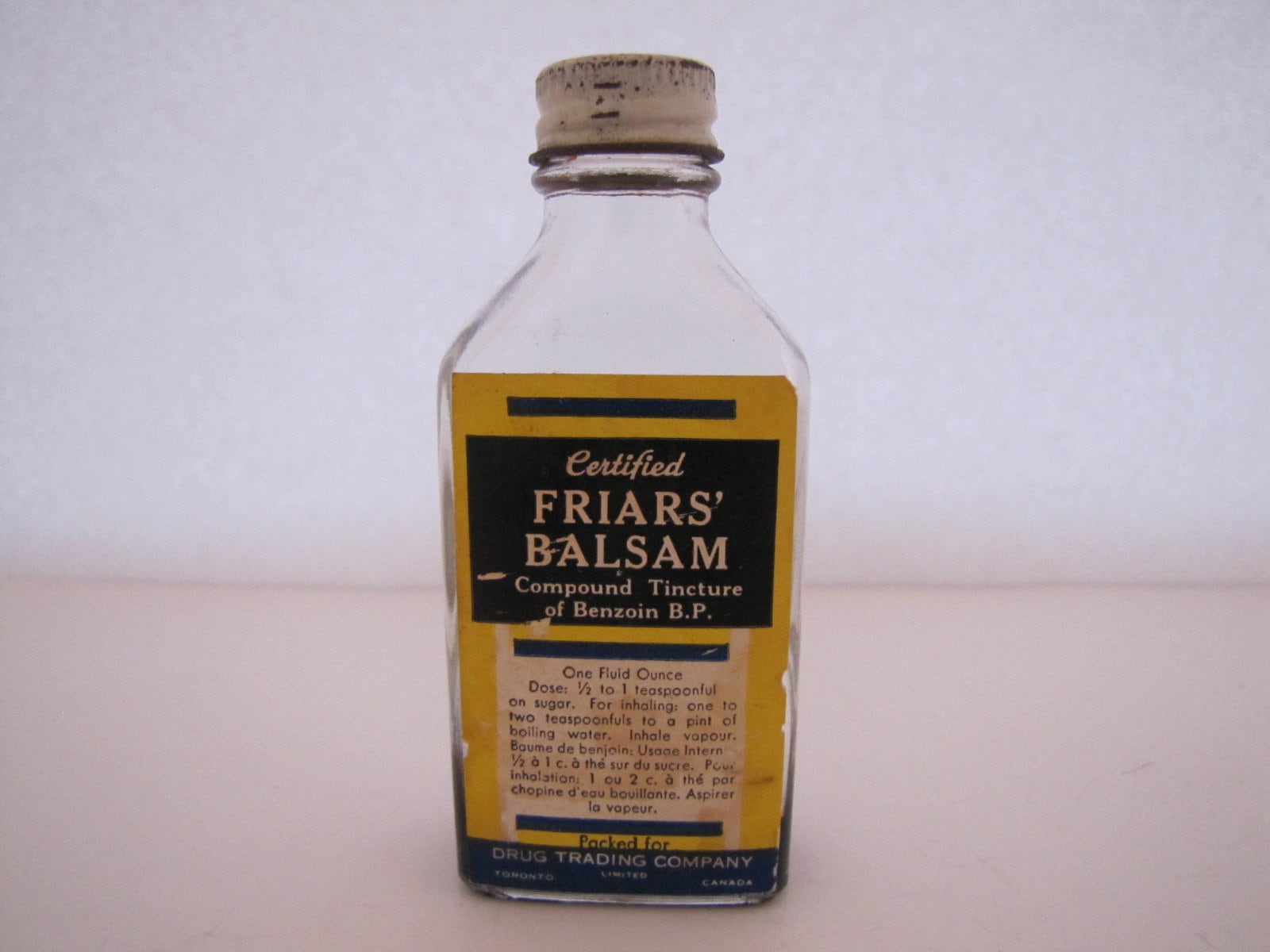 Vintage Empty Clear Glass Bottle for Friars Balsam canada Etsy