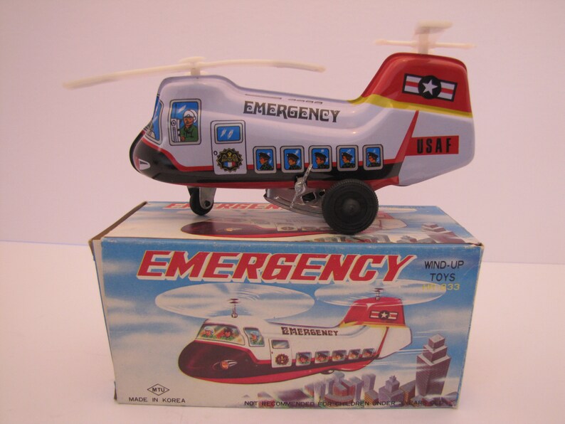Vintage Emergency Helicopter Wind up Tin Toy korea MTU Etsy