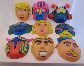 Vintage Lot Of 9 Plastic Halloween Face Mask Of The Star Warriors (Taiwan) 1990