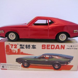 Vintage Tin Toy Metallic Red Sedan MF 198 (China) 1970