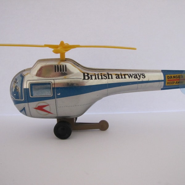 Vintage Tin Toy Helicopter British Airways (Japan) 1980