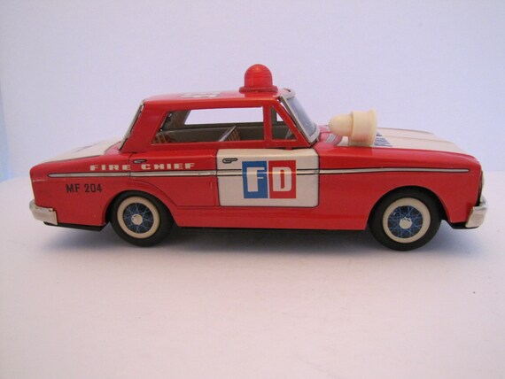 Vintage Tin Toy Fire Chief Car MF 204 (china) 1960 - Etsy