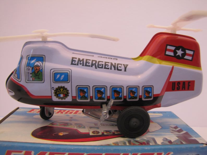 Vintage Emergency Helicopter Wind up Tin Toy korea MTU Etsy