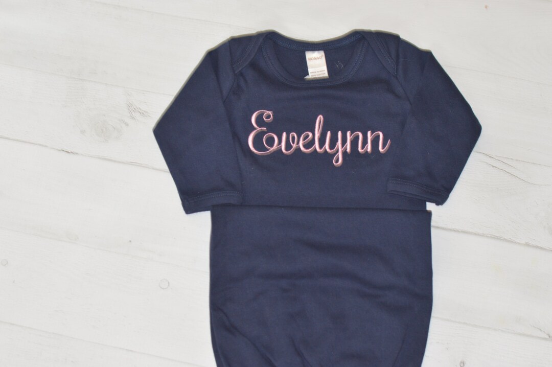 Personalized Baby Gown Baby Name Gown Embroidered Baby Etsy